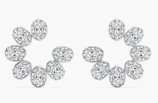 Lab-Grown Oval Broken Flower Studs