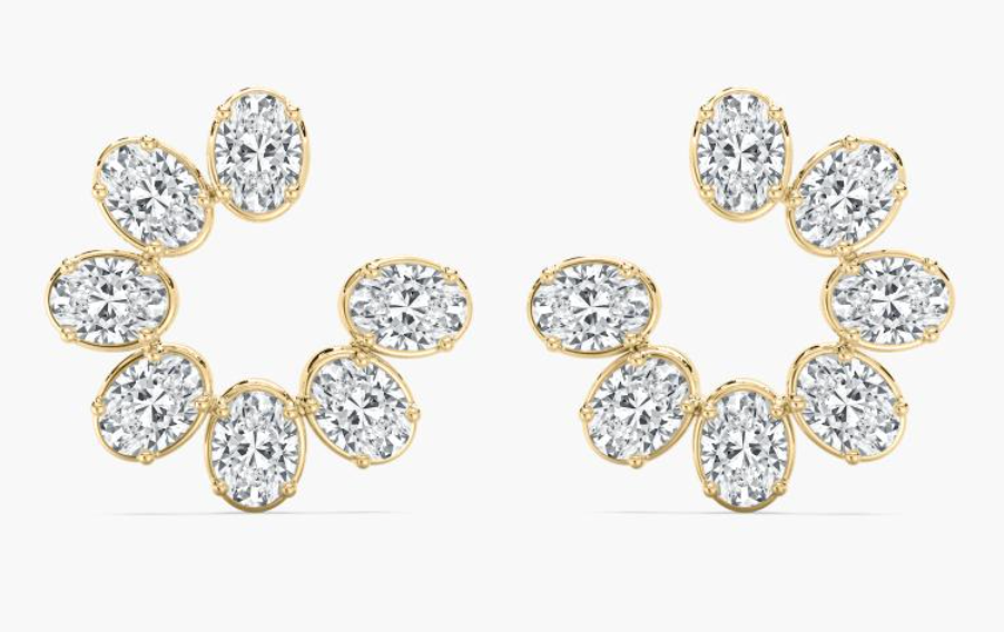 Lab-Grown Oval Broken Flower Studs