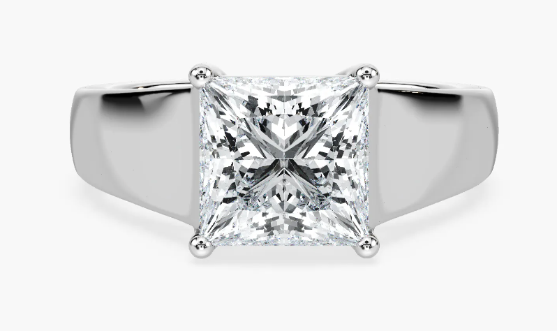 Mens Natural 3ct. Princess Cut Solitaire Ring