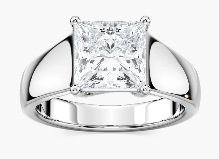 Mens Natural 3ct. Princess Cut Solitaire Ring
