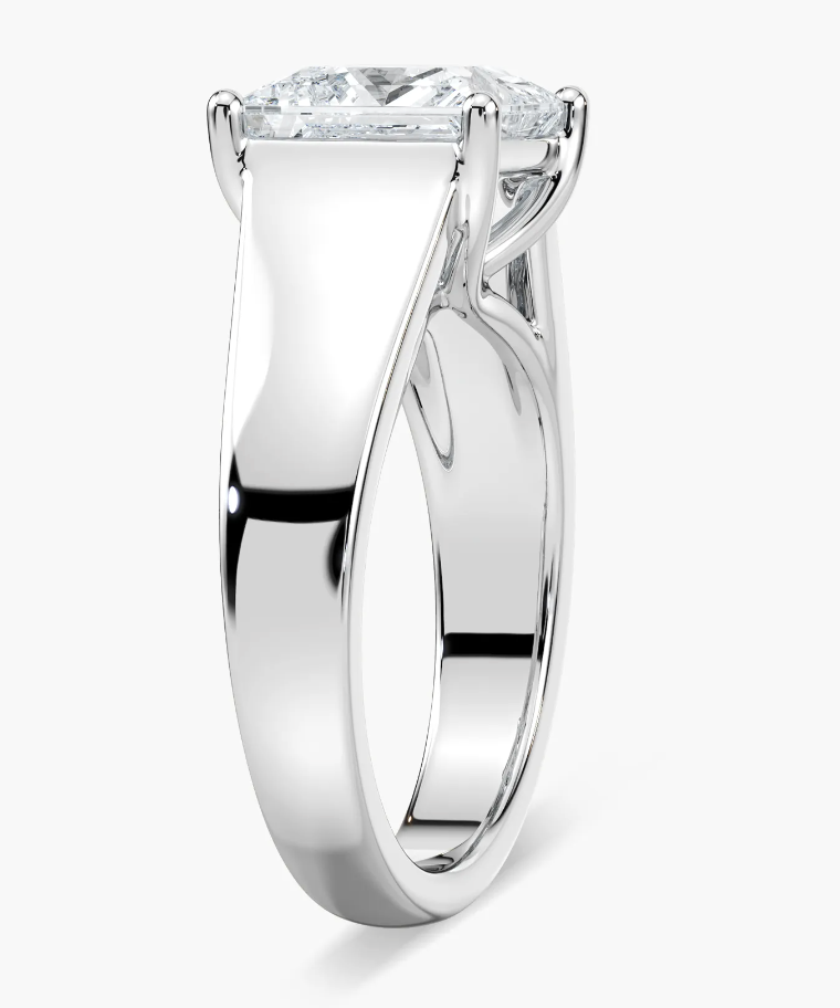 Mens Natural 3ct. Princess Cut Solitaire Ring