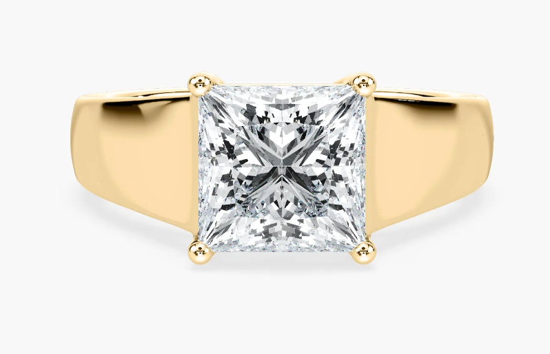 Mens Natural 3ct. Princess Cut Solitaire Ring