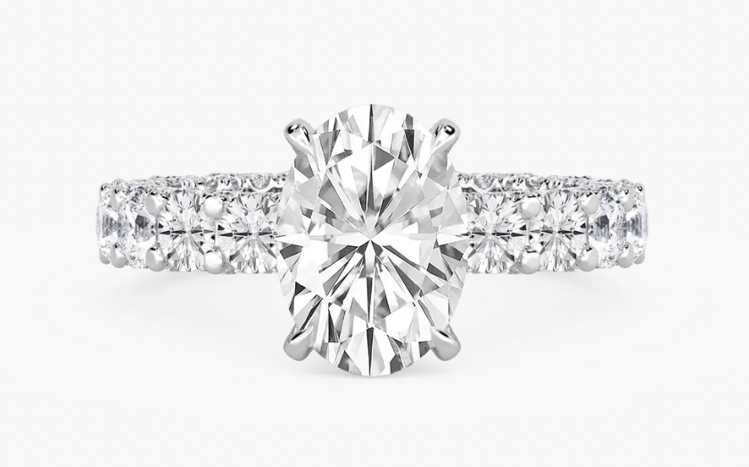 Lab-Grown 3ct. Oval With Chunky Pavé Engagement Ring