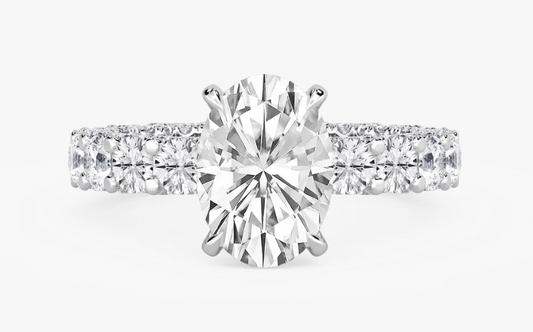 Lab-Grown 3ct. Oval With Chunky Pavé Engagement Ring