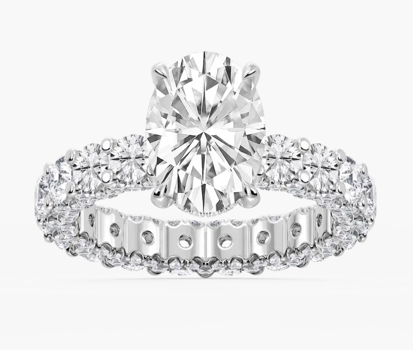 Lab-Grown 3ct. Oval With Chunky Pavé Engagement Ring