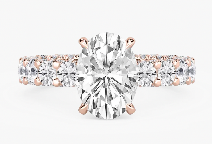 Lab-Grown 3ct. Oval With Chunky Pavé Engagement Ring