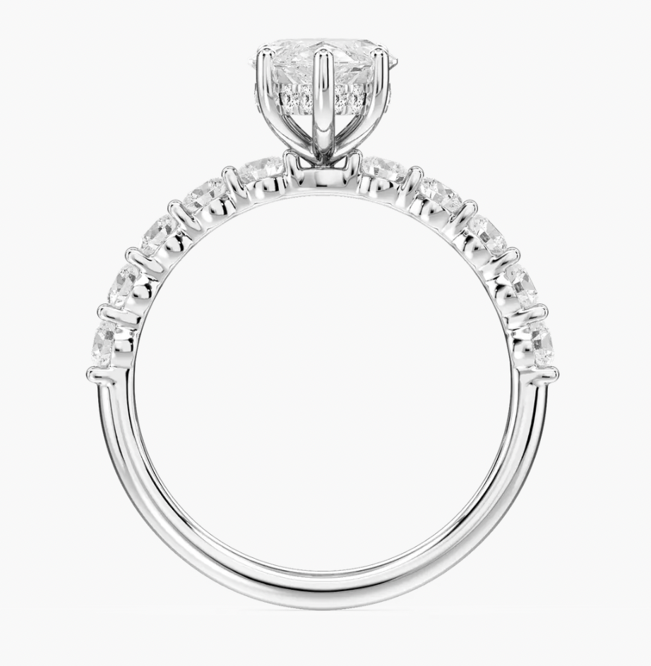 Marquise Cut 2ct. Bar & Diamond With Hidden Halo Engagement Ring