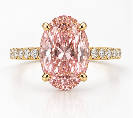 Pink Oval 2.5ct. Pavé With Hidden Halo Engagement Ring