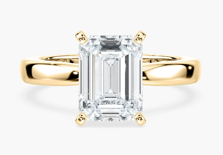 Lab-Grown 3 Ct. Emerald Cut Cigar Solitaire Engagement Ring