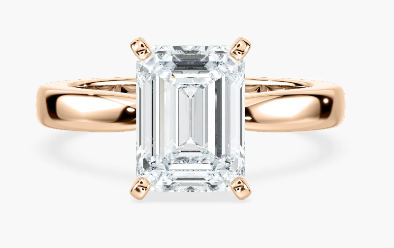 Lab-Grown 3 Ct. Emerald Cut Cigar Solitaire Engagement Ring