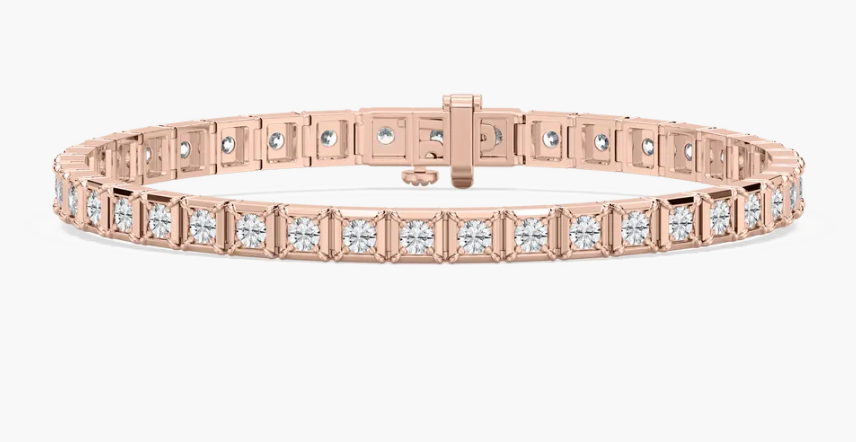 Lab-Grown Mens Flexible Round Diamonds Square Set Bracelet