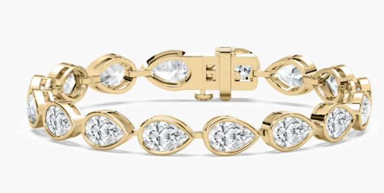 Lab-Grown Pear Cut Bezel Set Tennis Bracelet 16ct.