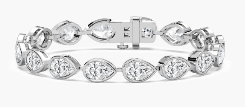 Lab-Grown Pear Cut Bezel Set Tennis Bracelet 16ct.