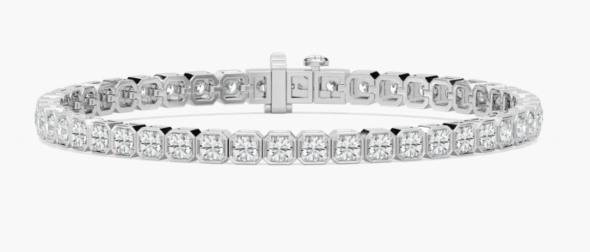 Lab-Grown Bezel Set Round Cut Tennis Bracelet 6ct
