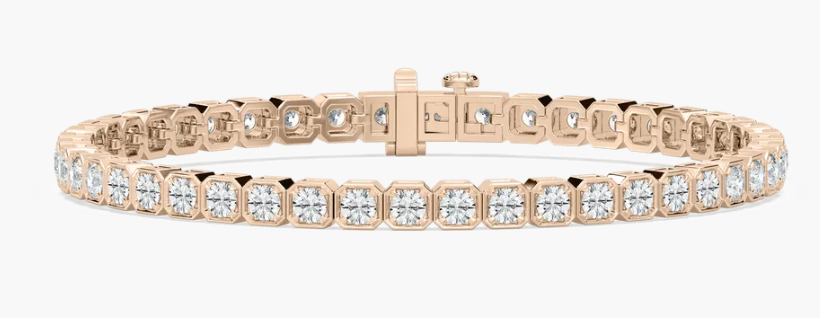 Lab-Grown Bezel Set Round Cut Tennis Bracelet 6ct