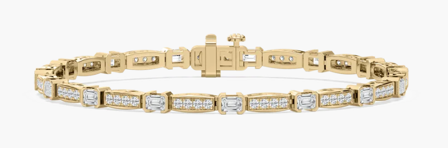 Natural Flexible Dash Emerald and Round Cut Bracelet