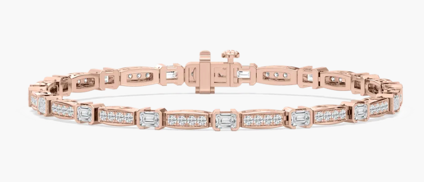 Natural Flexible Dash Emerald and Round Cut Bracelet