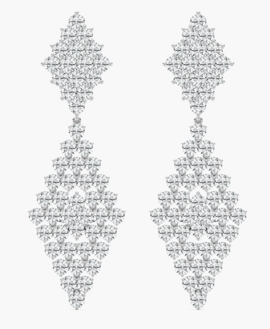 Natural Scattered Double Diamond Hanging Earrings