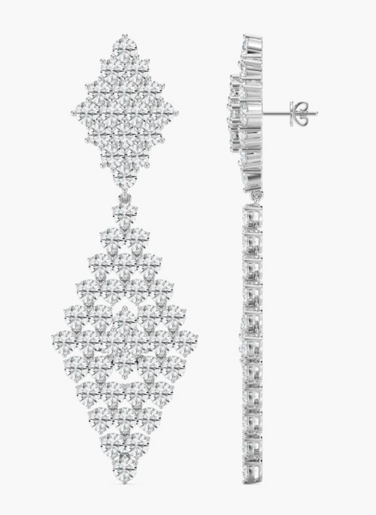 Natural Scattered Double Diamond Hanging Earrings