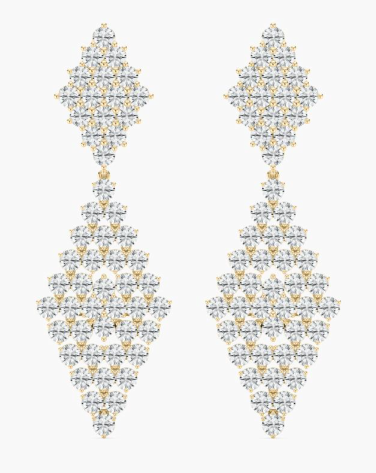 Natural Scattered Double Diamond Hanging Earrings