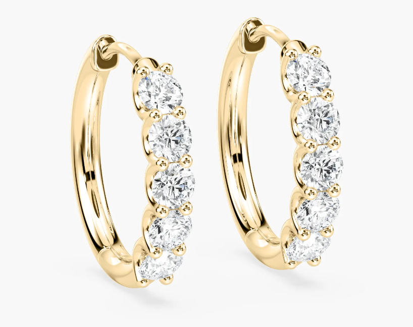 Lab-Grown Round Cut Scalloped Set Hoops