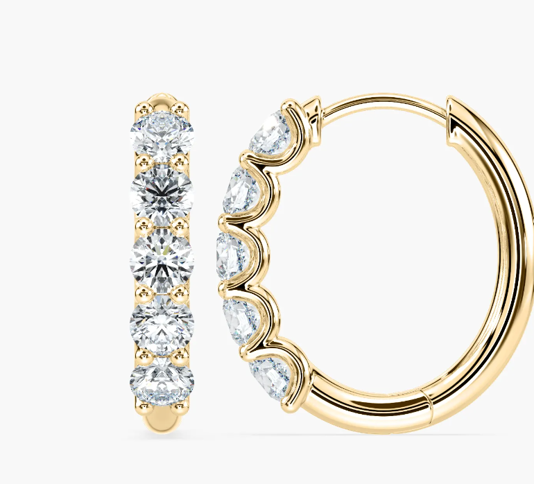 Lab-Grown Round Cut Scalloped Set Hoops