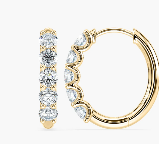 Lab-Grown Round Cut Scalloped Set Hoops