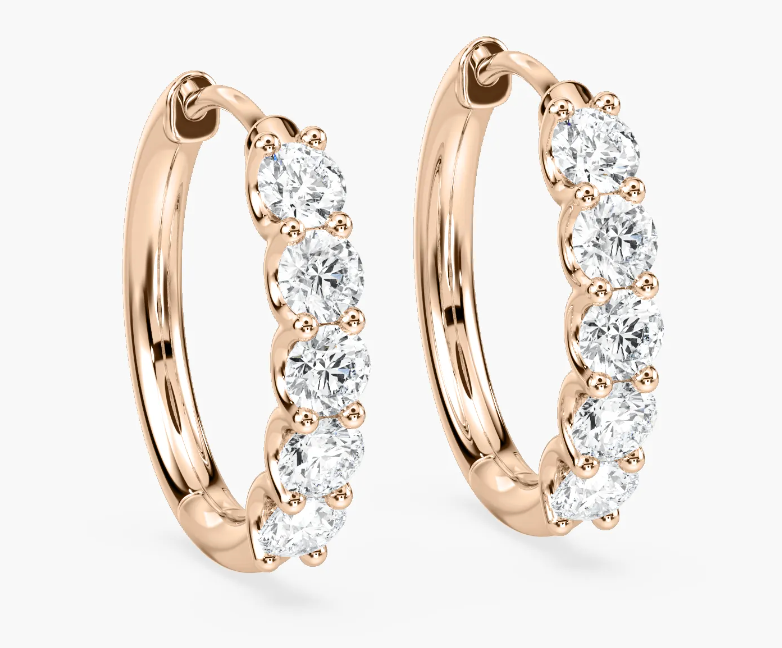 Lab-Grown Round Cut Scalloped Set Hoops