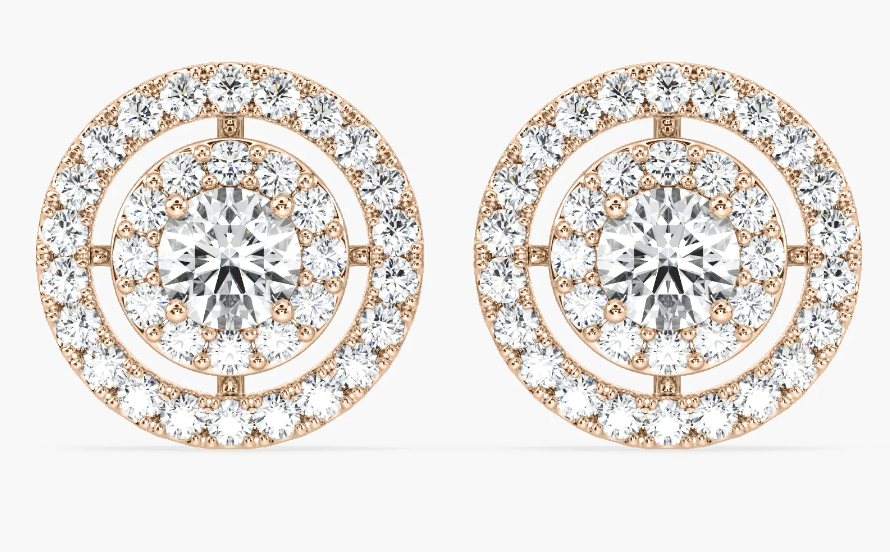 Lab-Grown Double Halo 2ct. Round Studs