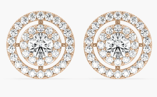 Lab-Grown Double Halo 2ct. Round Studs