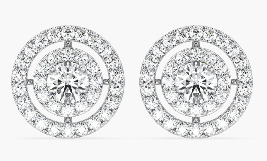 Lab-Grown Double Halo 2ct. Round Studs