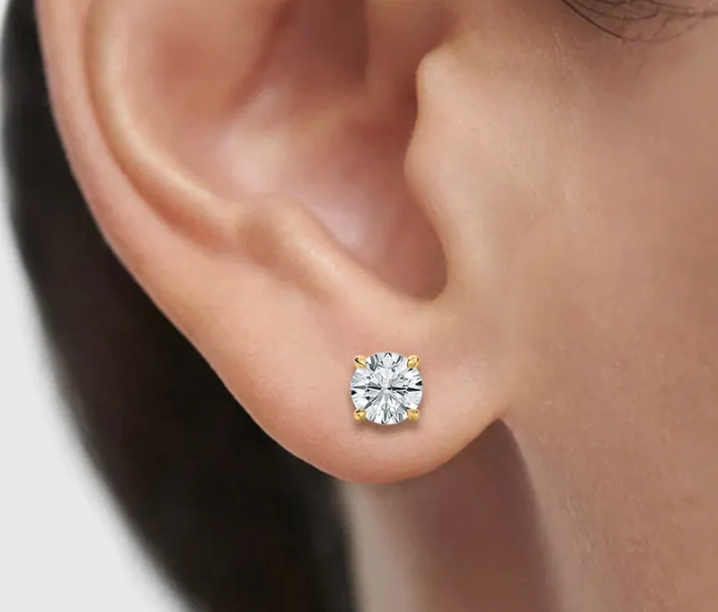 Lab-Grown 2ct. Round Studs With Hidden Halo