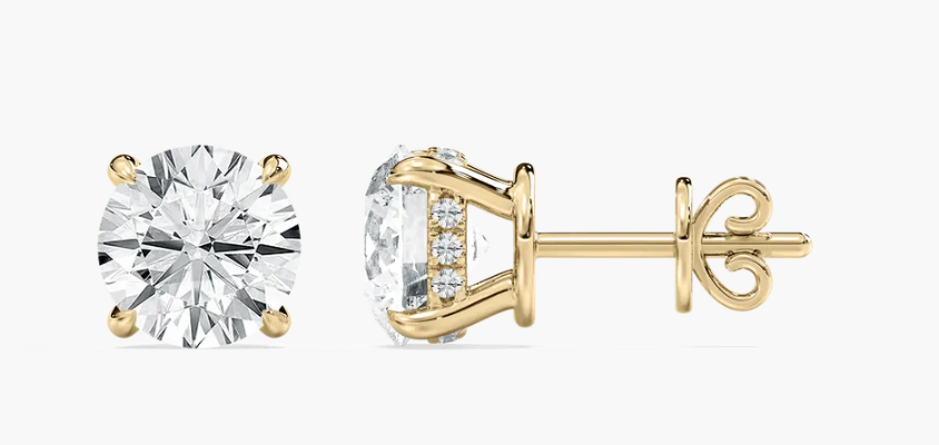Lab-Grown 2ct. Round Studs With Hidden Halo