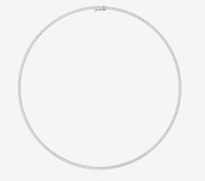 Lab-Grown 10ct. Round Straight Tennis Necklace