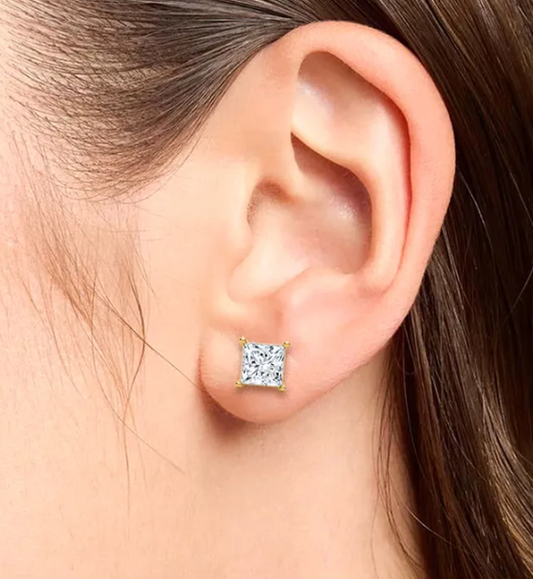 Lab-Grown 1ct. Princess Cut Studs