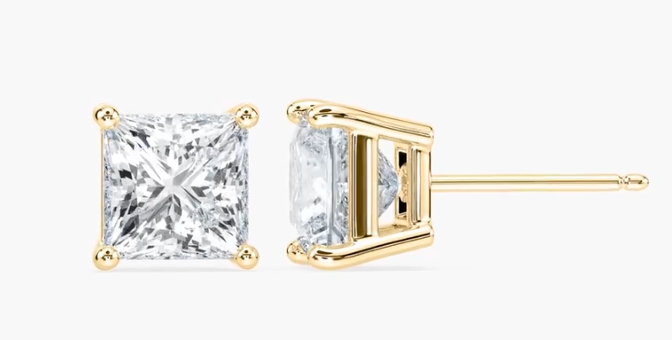 Lab-Grown 1ct. Princess Cut Studs