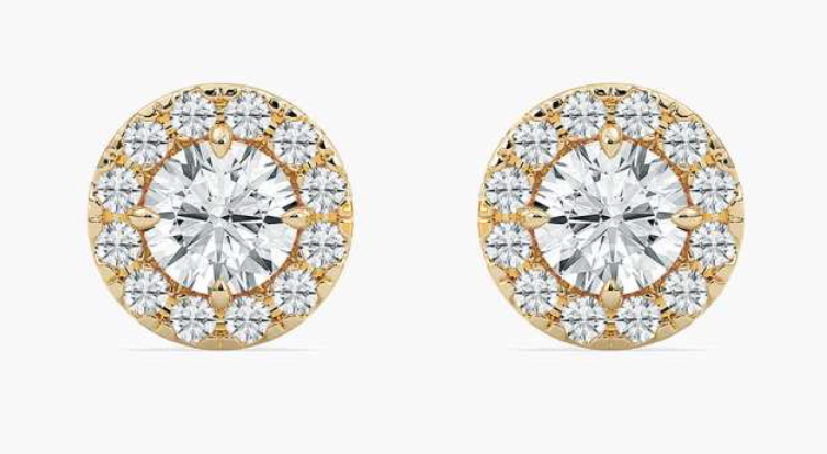Lab-Grown 0.7ct Round Halo Studs