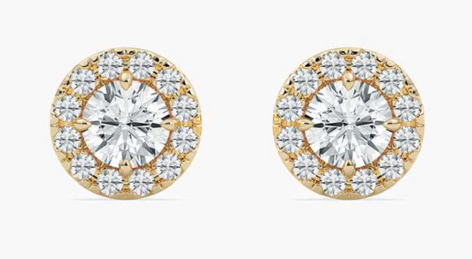 Lab-Grown 0.7ct Round Halo Studs