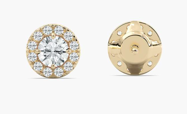 Lab-Grown 0.7ct Round Halo Studs