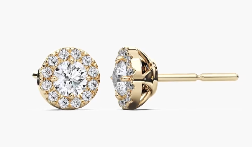 Lab-Grown 0.7ct Round Halo Studs