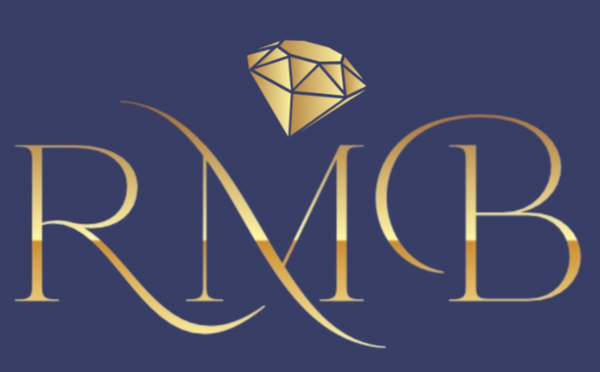 Logo with 'RMB' initials and a diamond on a dark blue background